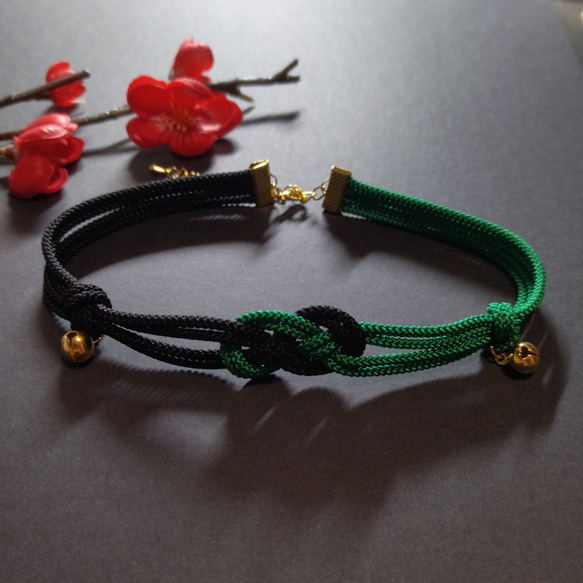 和風】抱き淡路結びと鳥居のチョーカー（色オーダー可）【和ゴス 【和