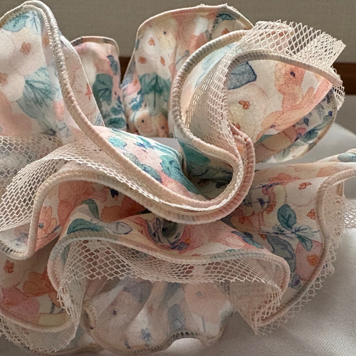 大人かわいいLiberty シュシュ 【ホーリーホックス】リバティ オレンジ