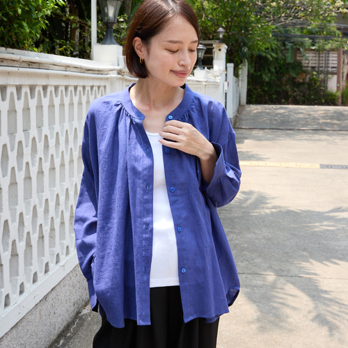 【美品✨】Plage BD シャツ　オールシーズン活躍　羽織り　日本製　コットン オープンカラーシャツ「海」 – HERALBONY