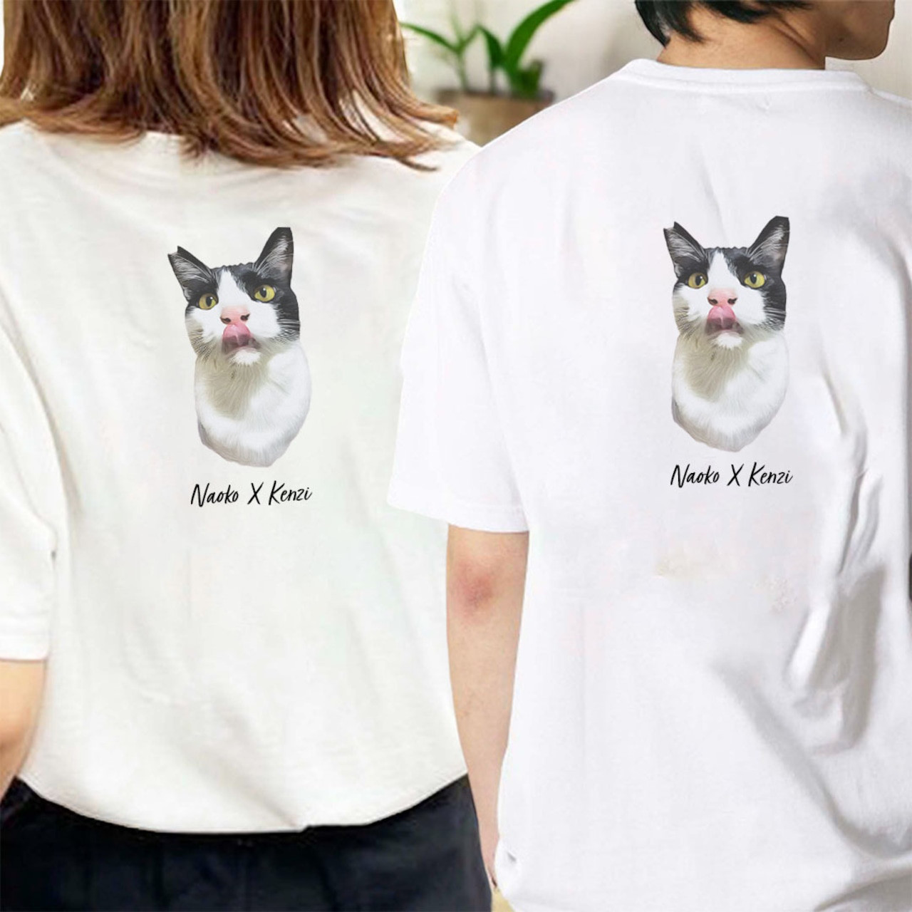 【ペアTシャツ】うちの子イラスト！おしゃれな愛犬・愛猫・ペット好き必見グッズ・リンクコーデ・記念日ギフトにも◎結婚祝