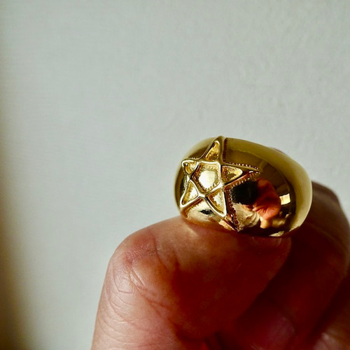 仁尾彫金『k18ゴールド、スター甲丸リング』ハンドメイド381