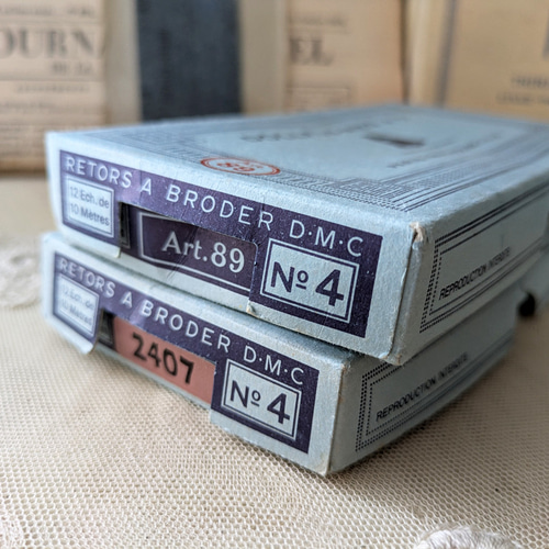 フランスヴィンテージ DMC刺繍糸 No.4 パステルカラー2箱セット（6本×2