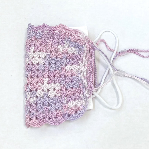 確認用 3 マスクカバー ラメ糸 レース 不織布 ハンドメイド 手編み