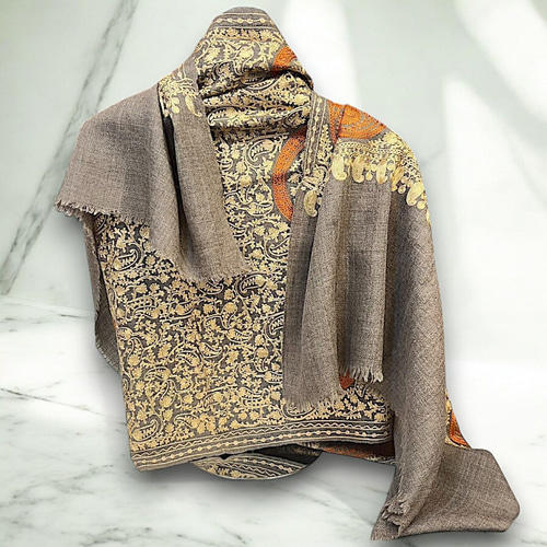 カシミールショール ストール 薄手 柔らかみ 刺繍 カシミヤ パシュミ