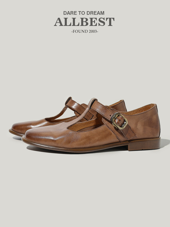 ラウンドトゥパンプス 革染色職人 革シューズ 春 シューズ お出かけ 街歩き通気性 tストラップシューズ 25.5 2枚目の画像