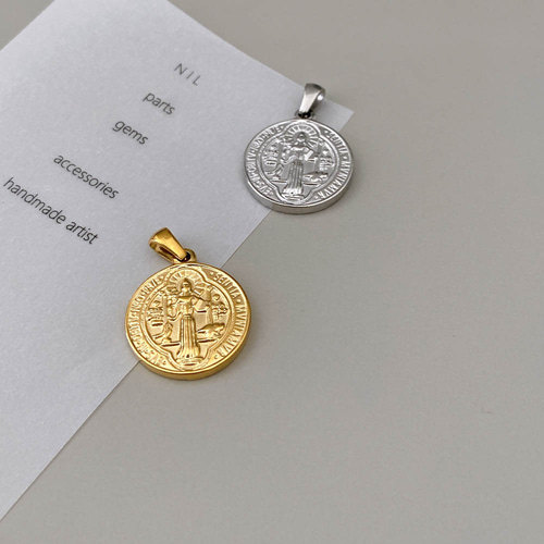 希少品　1800年代後期　骨董　聖ベネディクト　ペンダント　メダイ ネックレス 聖ベネディクトのメダイペンダント（大）Black &cross | UNITY