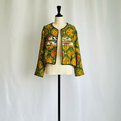 vintage kimono 縮緬のリバーシブルショートジャケット　ボレロ　着物リメイク 1枚目の画像
