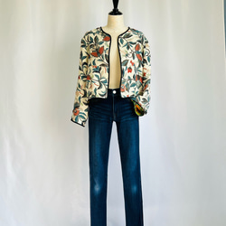 vintage kimono 縮緬のリバーシブルショートジャケット　ボレロ　着物リメイク 8枚目の画像