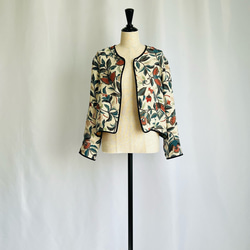 vintage kimono 縮緬のリバーシブルショートジャケット　ボレロ　着物リメイク 2枚目の画像