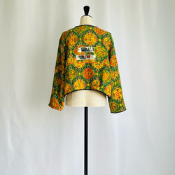 vintage kimono 縮緬のリバーシブルショートジャケット　ボレロ　着物リメイク 3枚目の画像
