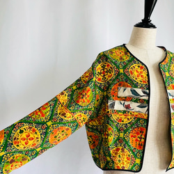vintage kimono 縮緬のリバーシブルショートジャケット　ボレロ　着物リメイク 5枚目の画像