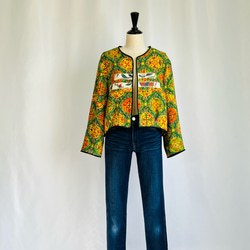 vintage kimono 縮緬のリバーシブルショートジャケット　ボレロ　着物リメイク 7枚目の画像