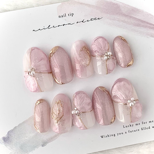 新作 ぷっくりリボンマグネットネイルチップ 大人可愛い ブライダル