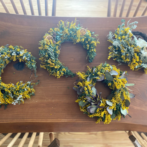 SALE 春の訪れ2025☆ミモザ三日月リース☆ミモザリース ドライ