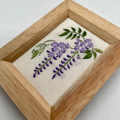 藤 刺繍フレーム 絹糸の日本刺繍 インテリア 壁飾り タペストリー