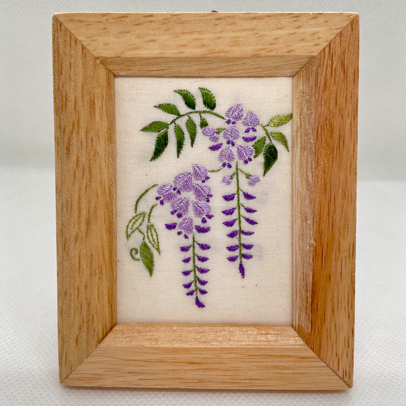 藤 刺繍フレーム 絹糸の日本刺繍 インテリア 壁飾り タペストリー