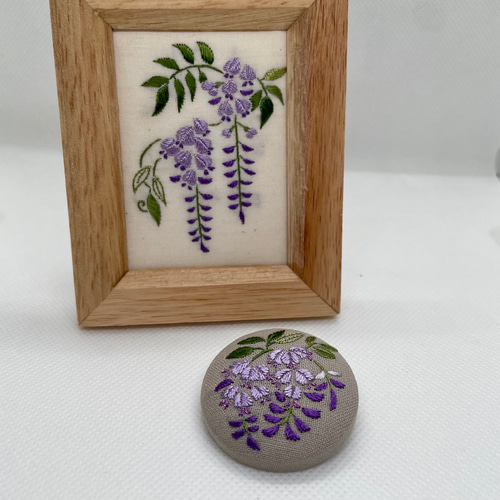 藤 刺繍フレーム 絹糸の日本刺繍 インテリア 壁飾り タペストリー