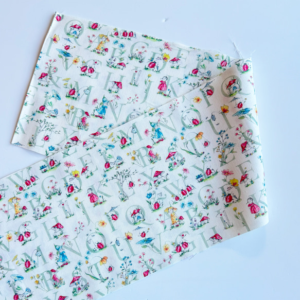 洗える半衿　ドイツ輸入生地の半襟  てんとう虫とアルファベット　co965 3枚目の画像