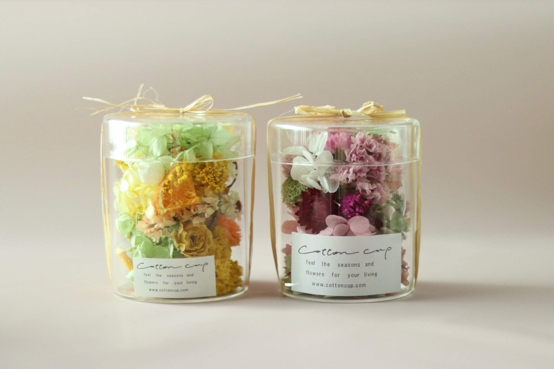 選べる2色　２個セット　ドライフラワーガラスボトルM 【creema限定】