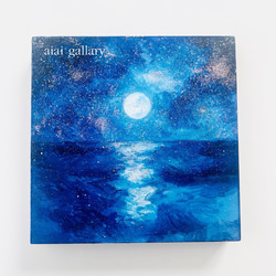 アクリル絵画／原画　「満月と踊り子」 月夜】絵画/原画 絵 月 星 海 アクリル画 絵画 aiai_gallery