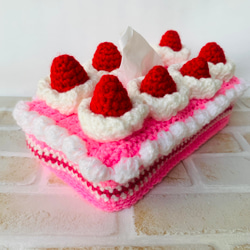 ペットボトルカバー 手編み いちごカラー キッチンペーパーホルダー