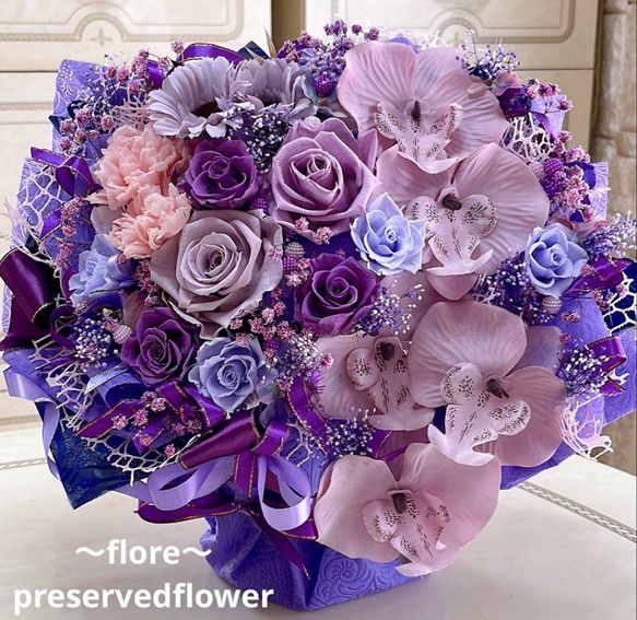 ✨特大✨ビタミンカラーバラミックスプリザ＆胡蝶蘭（アーティシャル