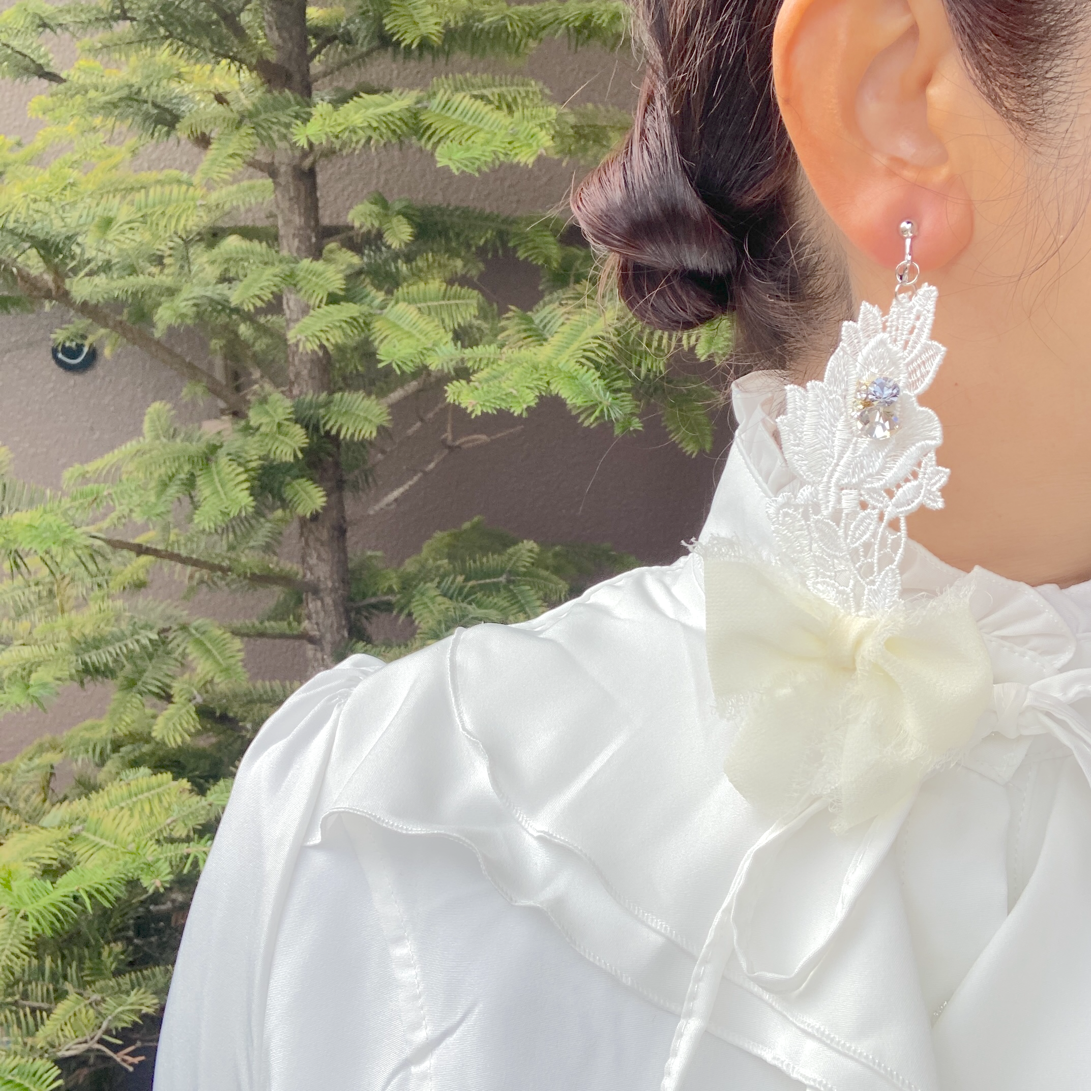 【 Race for girls】イヤリング　レース　結婚式　和装　ウエディング　ブライダル　550