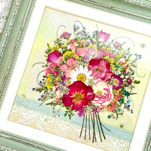母の日」やギフトにも最適！大人おしゃれなグリーンの押し花アート額