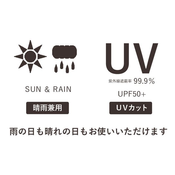 【Creema限定 夏のひんやりセット】 晴雨兼用 UVカット傘 靴下 ハンカチ 竹ハンドル 10枚目の画像