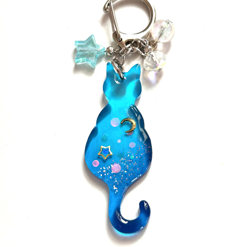 レジン　ハンドメイド　59 ハンドメイドレジン レジンアクセサリー レジンチャーム ネコ 宇宙