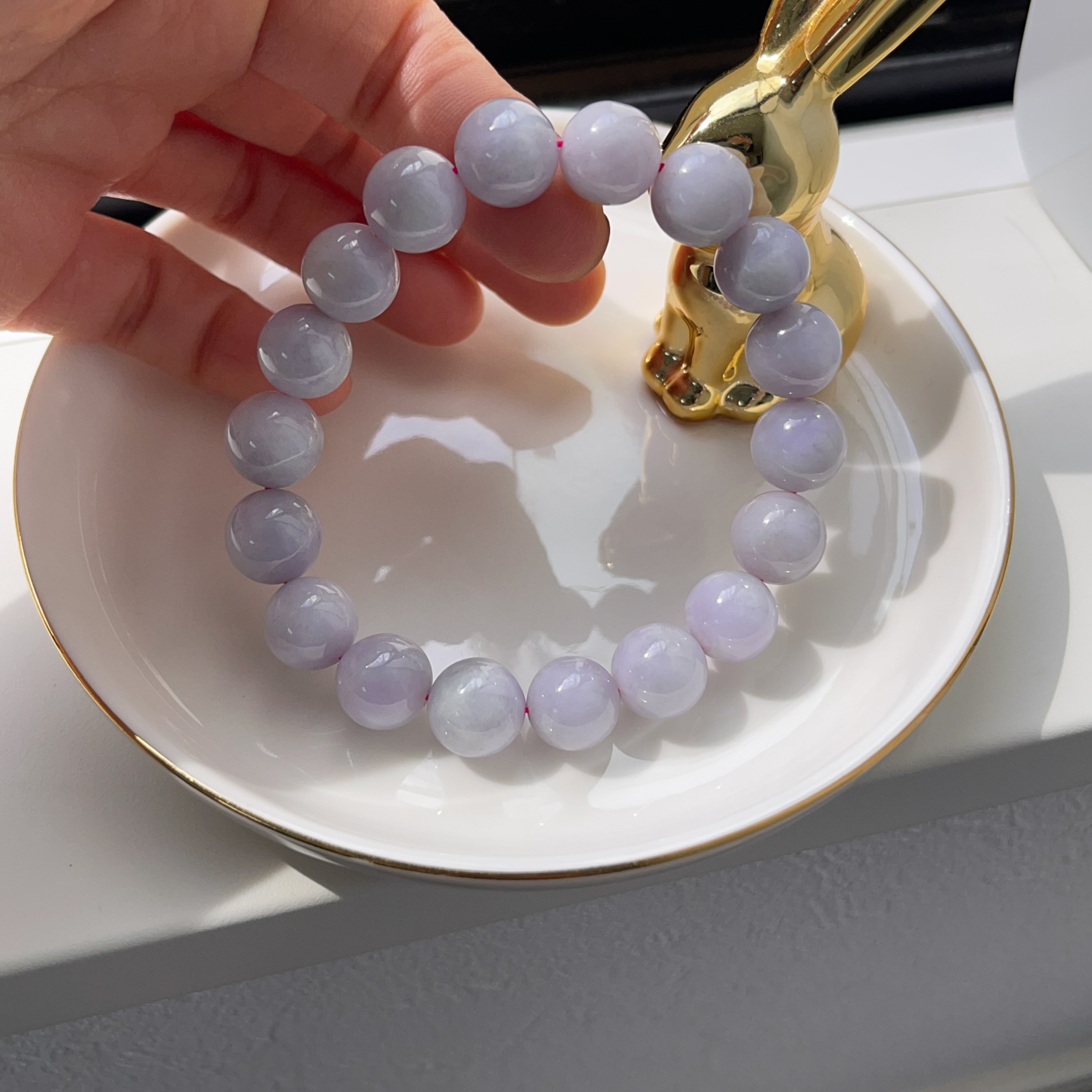 天然 A貨　ラベンダー　翡翠　ヒスイ 本ヒスイ ブレスレット 11.5mm