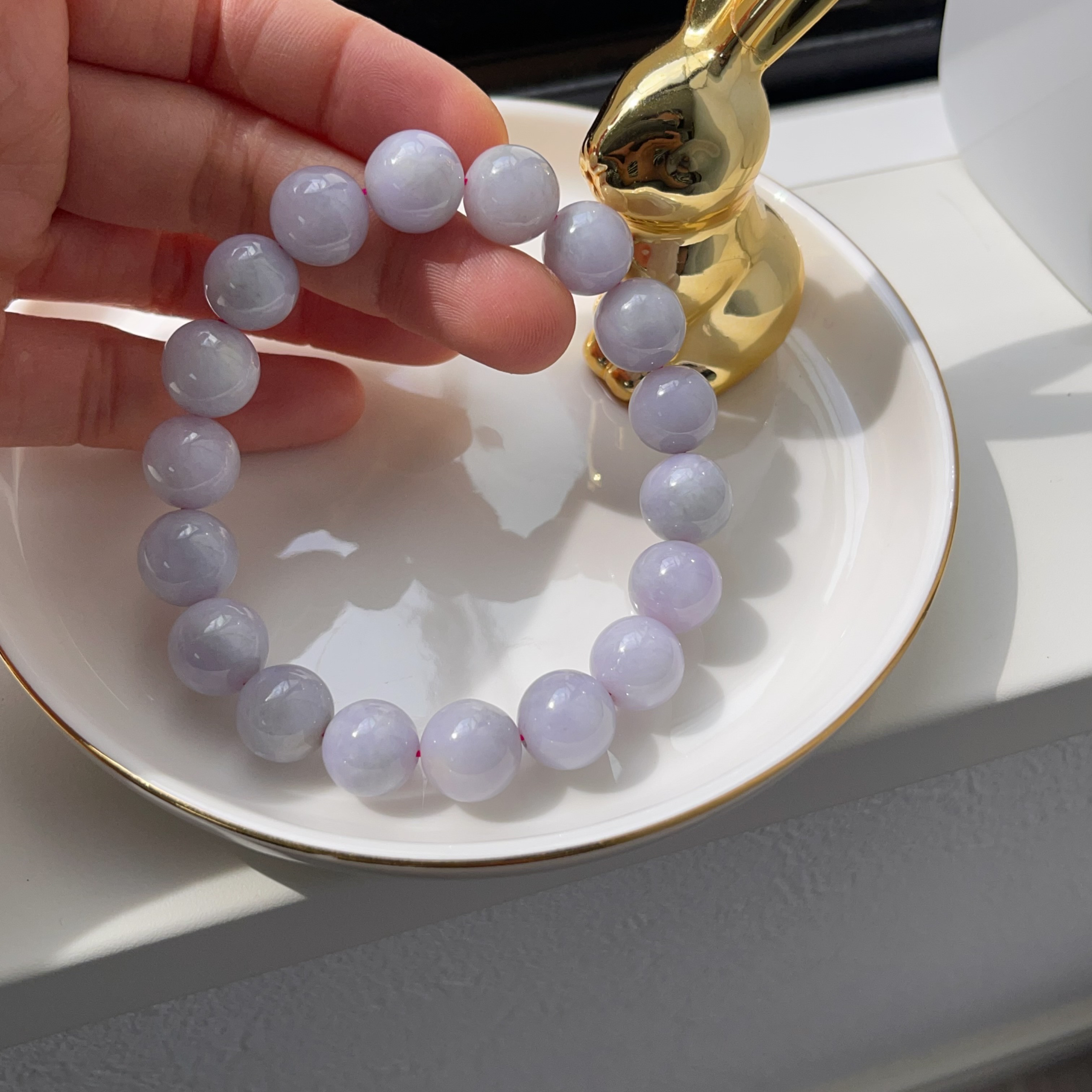 天然 A貨　ラベンダー　翡翠　ヒスイ 本ヒスイ ブレスレット 11.5mm