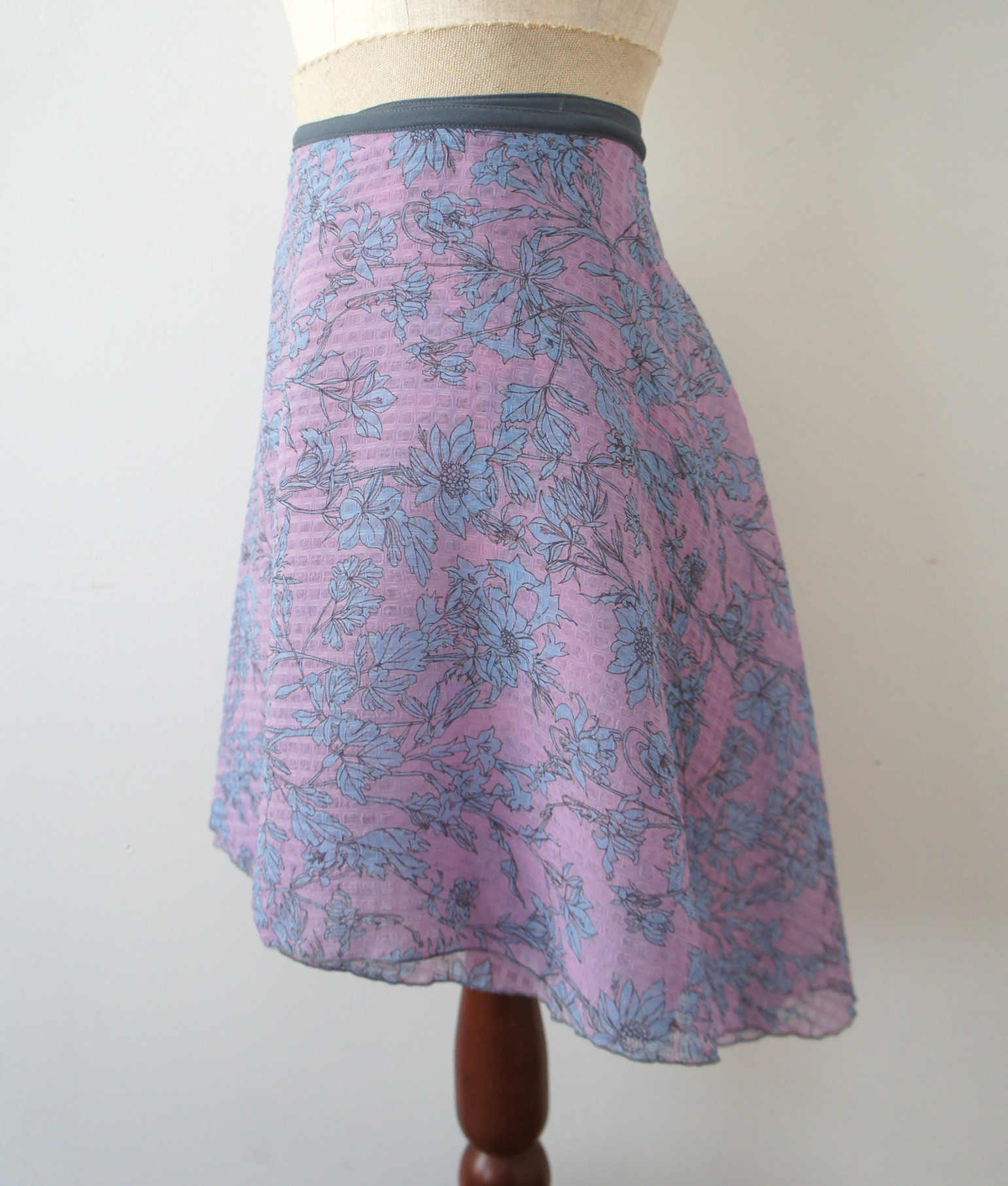 バレエ　ラップスカート[ブルーフラワー・ピンク52-110] L165blueflower Pink