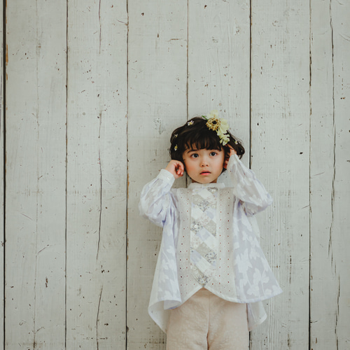 パッチワークブルームブラウス【 ネモフィラブルー 】花柄｜バースデー