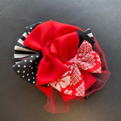 赤 リボン ヘアアクセサリー 髪飾り ヘッドドレス 縮緬 七五三 m4