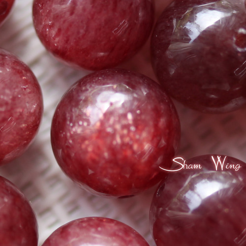 良質 ピンクエピドートマイカインクォーツ ラウンド約9.9～10.2mm☆2粒