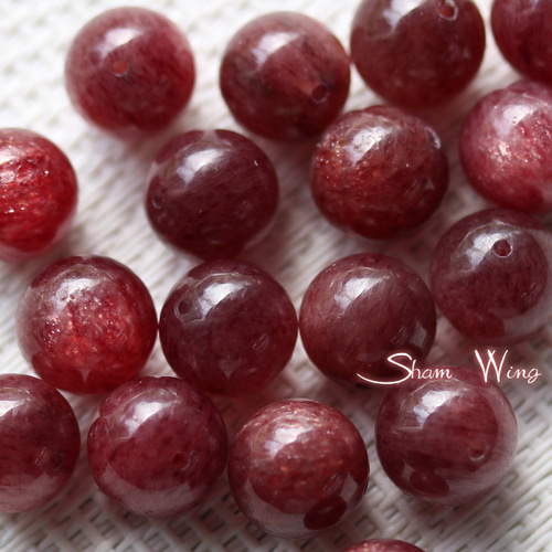 良質 ピンクエピドートマイカインクォーツ ラウンド約9.9～10.2mm☆2粒