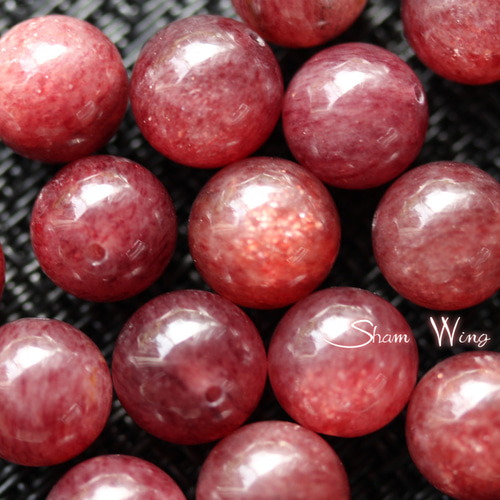 良質 ピンクエピドートマイカインクォーツ ラウンド約9.9～10.2mm☆2粒