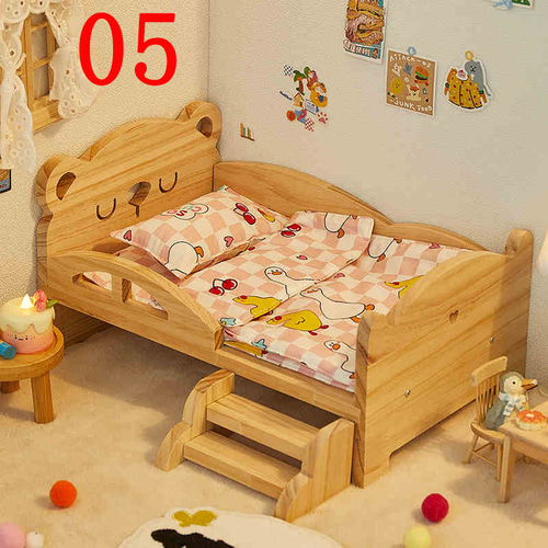 大きいサイズ ドール用木製ベッドお人形用ミニチュア家具木製ベッドお