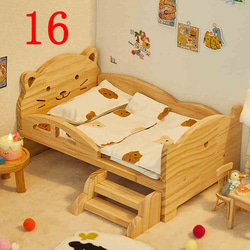 ドール用木製ベッドお人形用ミニチュア家具木製ベッド56*45*30cm