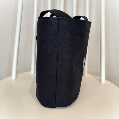 手刺繍】トートバック フランス刺繍 ラベンダー 麻 ハーブ トート