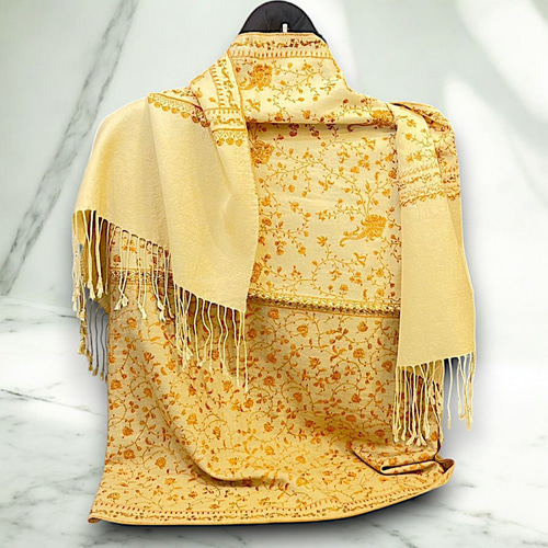 カシミールショール カシミヤ シルクストール 大判 パシュミナ