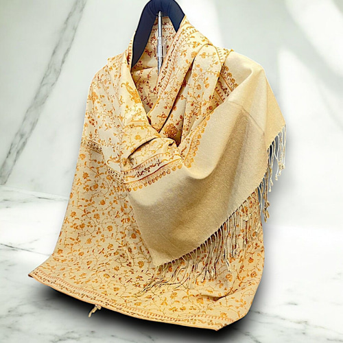 カシミールショール カシミヤ シルクストール 大判 パシュミナ