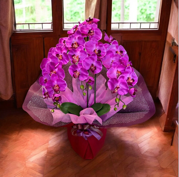 光触媒　人工観葉植物　ウォールグリーン　フェイクグリーン　胡蝶蘭7640r 2枚目の画像