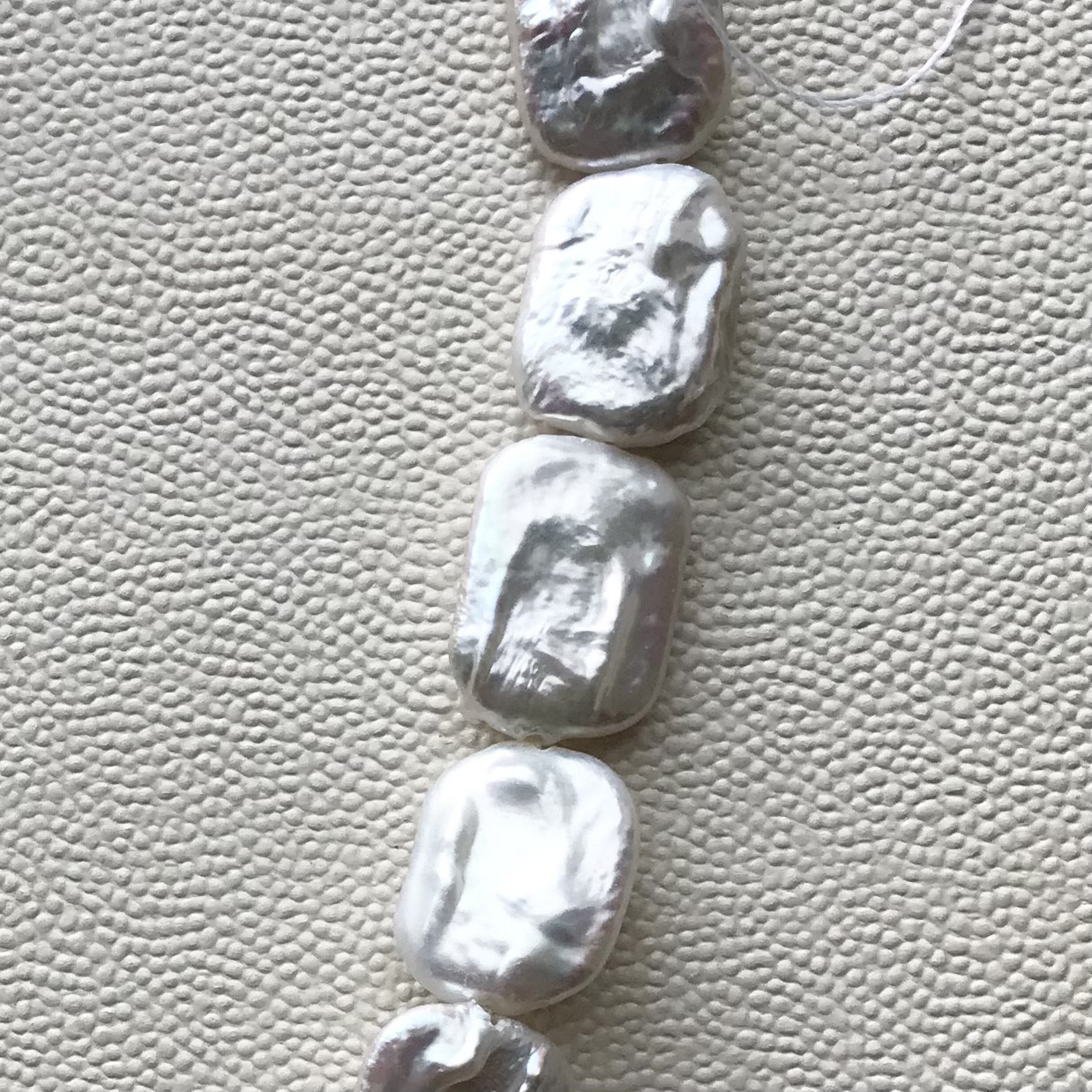 #499 有核淡水パール【お得な1連】14×17㍉ 上品なレクタングルAA++ 白 バロックパール　バロックな長方形