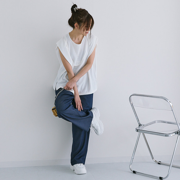 【全１色】軽くてラクチン！とにかく動きやすいデニムライクタックパンツ 25094 9枚目の画像