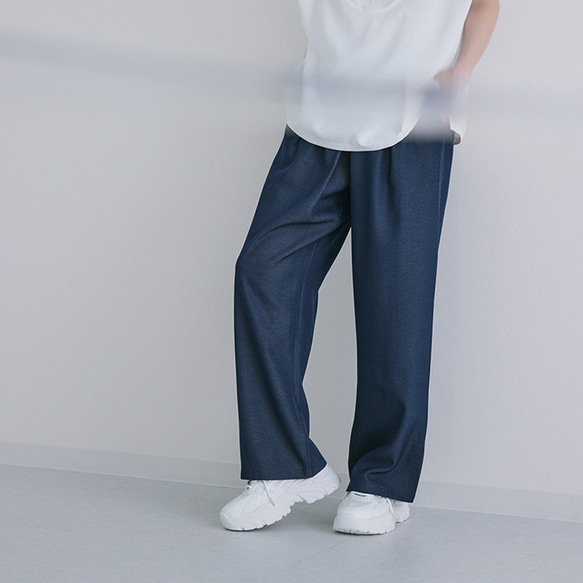【全１色】軽くてラクチン！とにかく動きやすいデニムライクタックパンツ 25094 5枚目の画像