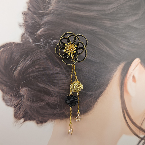 水引かんざし☆ブラック かんざし cara & mist 通販 19118827｜Creema