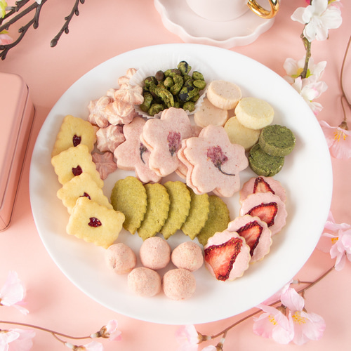 春のお花見クッキー缶|桜 いちご 水引 焼き菓子 春ギフト