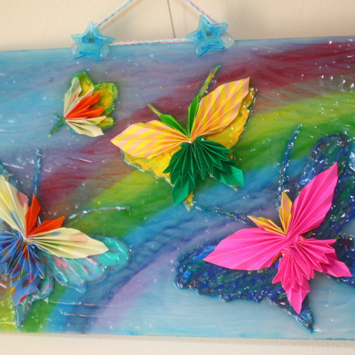 折り紙アート＜蝶々NO2＞壁掛けタイプ。送料無料 その他アート